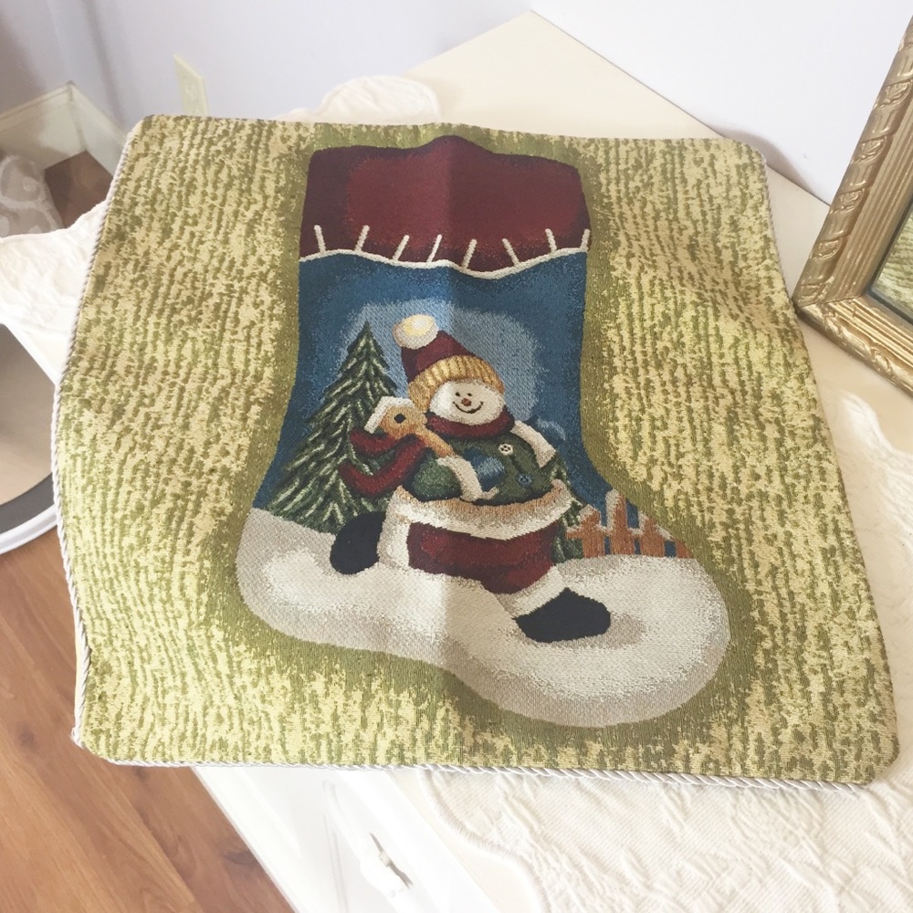 Tapestry Snowman Country Christmas Pillow Cover
